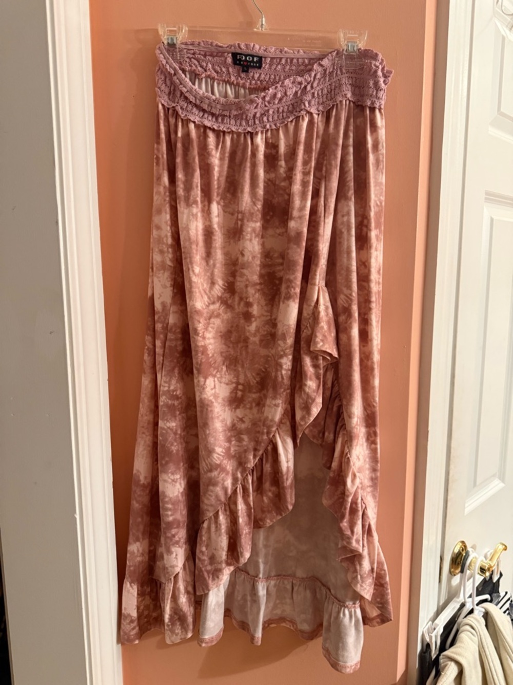 Tie-Dye Maxi Skirt in Dusty Rose NWT size large